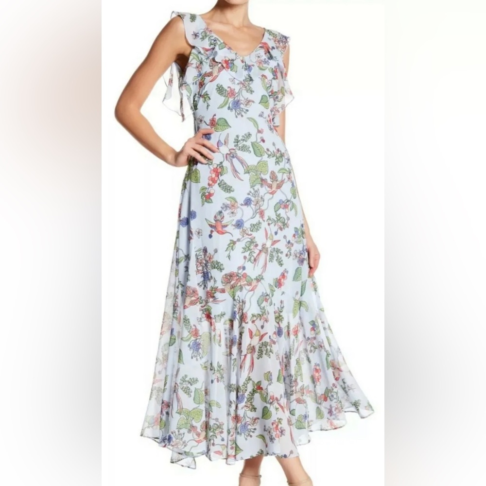 Nanette Lepore Light Blue Floral Hummingbird Dress